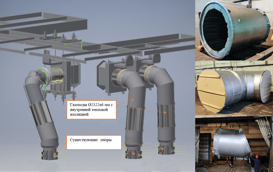 Реконструкция газозаборных шахт котла